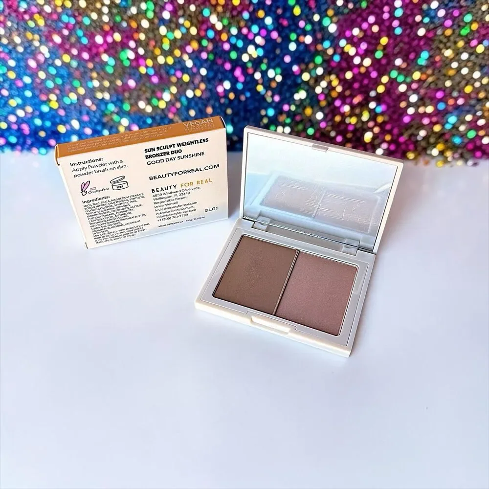 BEAUTY FOR REAL Sun Sculpt Weightless Bronzer Duo in Good Day Sunshine 0.282 oz